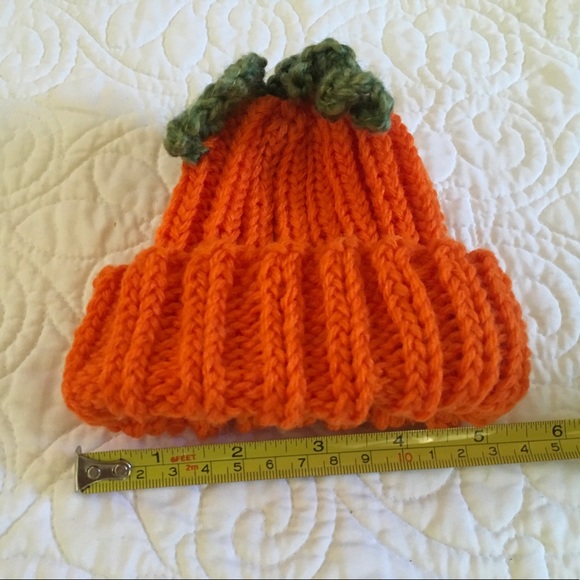 Hand Crafted Sweet Pumpkin Knit Baby Hat - Picture 4 of 6